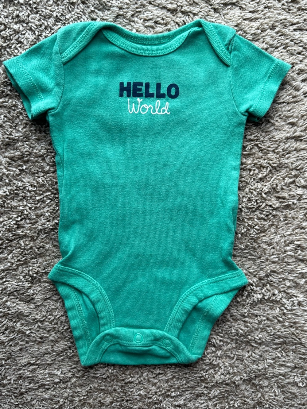 Carter’s Hello World Aqua Short Sleeve Bodysuit Baby Unisex 3 Months